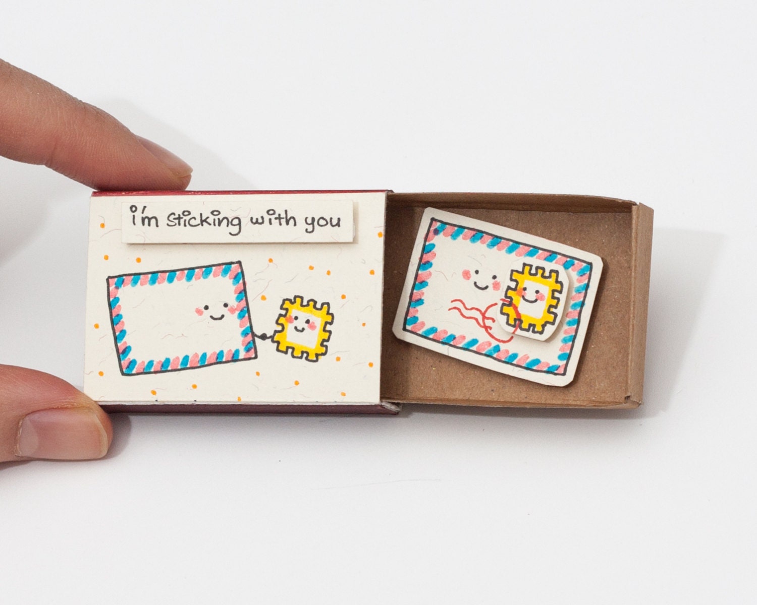 Cute Love Card/ Tiny Postage card/ Gift for Him/ Gift for Her/