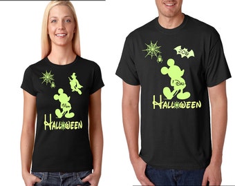 Halloween Disney Family Shirts, Glow in the Dark ,Matching Family T-Shirts for Halloween, Disney Horror Nights