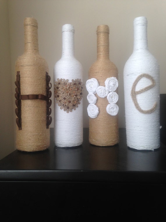 Items similar to Home Twine Wrapped Wine Bottle Set on Etsy