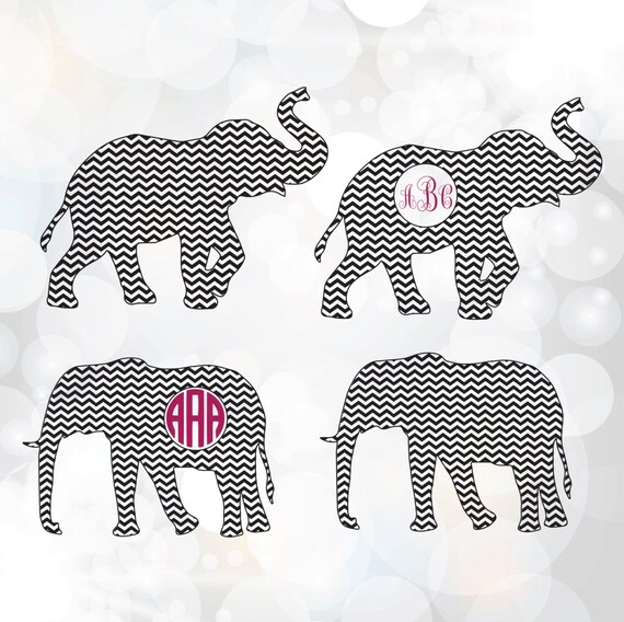 Download Elephant monogram frame svg Chevron elephant monogram