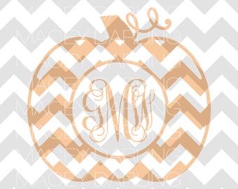 Chevron Pumpkin Monogram, Chevron Pumpkin SVG, Pumpkin Monogram, Pumpkin Monogram SVG, Chevron Monogram, Fall Monogram, Pumpkin Cut File