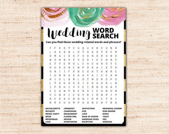 Unique wedding word search related items | Etsy