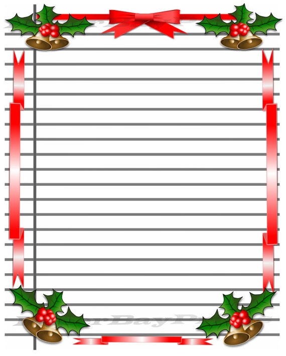 Printable Lined Scrapbook Paper With Christmas Border 