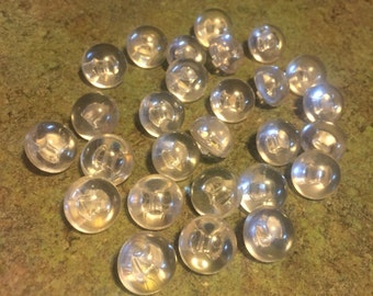 27 Vintage Clear Plastic Dome Beads from the 1970's