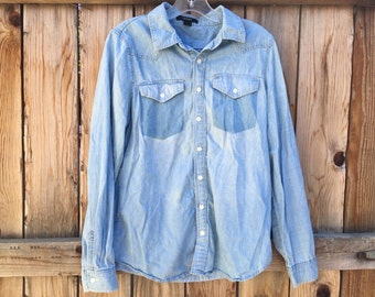 jean button up shirt men