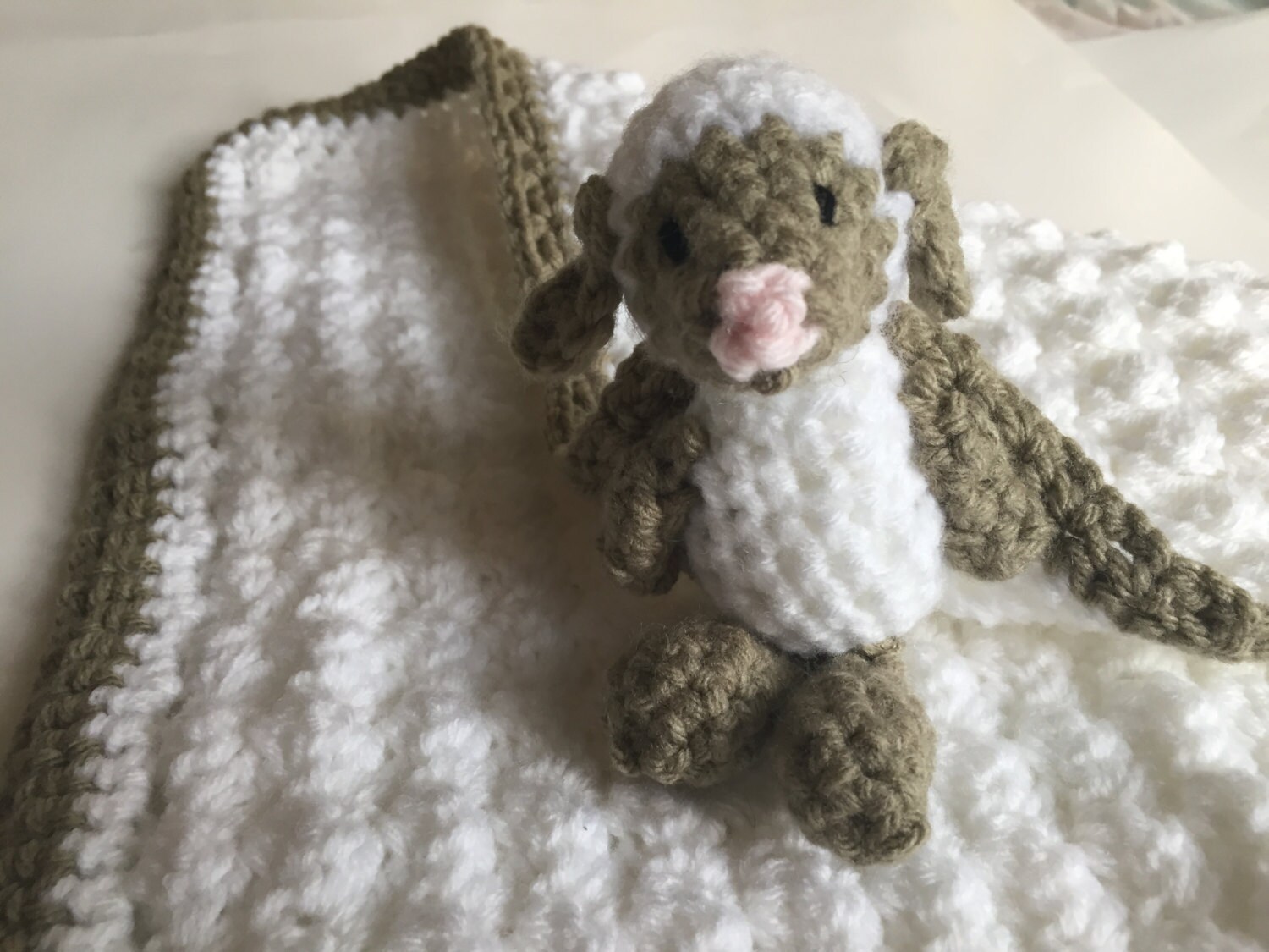 Crochet baby blanket lamb blanket lamb lovey blanket