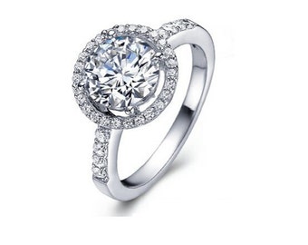 1.5 Carat Round Halo Lab Diamond Engagement Ring