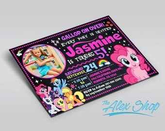 My Little Pony invitation, My Little Pony birthday, My Little Pony birthday inivtation, My Little Pony Chalkboard Birthday Invitation
