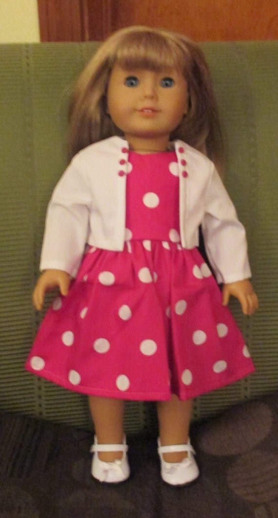 doll american life for jacket girl Pink & Jane with  Polka Dot Career Dress  Mary Shoes White Jacket Day