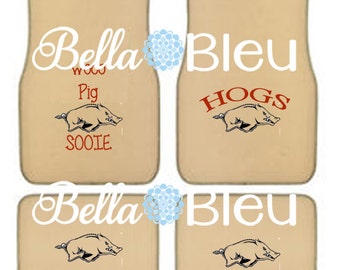 Personalized Car Mats, Monogrammed Car Mats, Custom Car Floor Mats, Car Accessories, Universy of Arkansas Official License, Wooo Pig Sooie