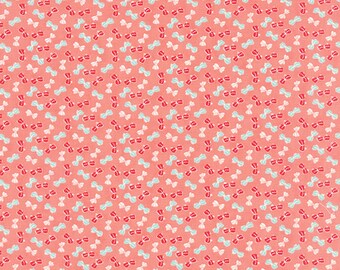 Little Ruby - Little Bows in Coral Pink: sku 55135-13 cotton quilting fabric by Bonnie and Camille for Moda Fabrics - 1 yard