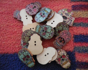 25 count 1" L x 3/4 wide SKULL Day Of The Dead Buttons DIY Doll Boutique Clothing Scrapbook handmade Cards