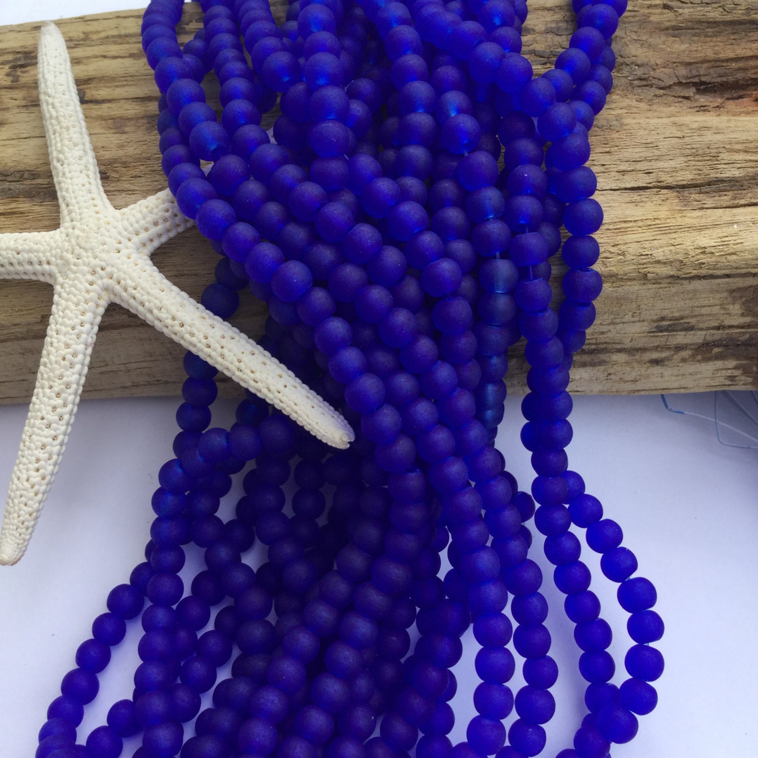 4 mm round Sea Glass Beads Beach Glass Drilled Bead