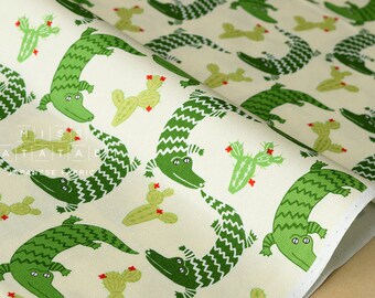 Japanese Fabric Yuwa Crocodile and Cactus - fat quarter