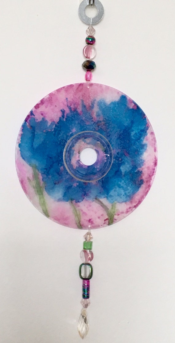 Suncatcher Using a Recycled CD Hand Painted with an Original