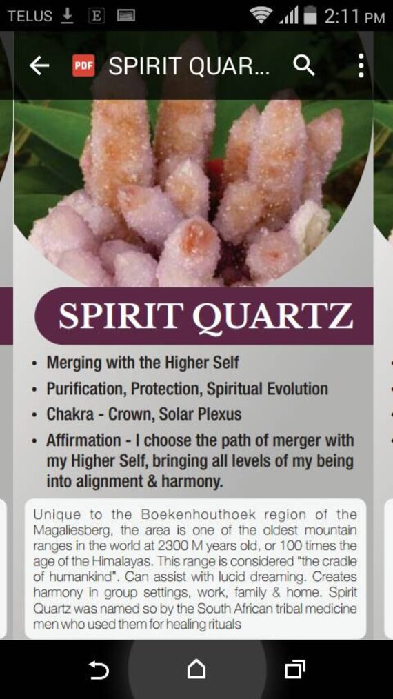 Spirit Quartz Crystal Meaning Cards Crystal Information Cards