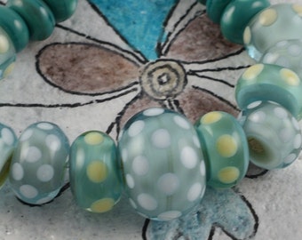 Handmade Lampwork Sea Green Beads
