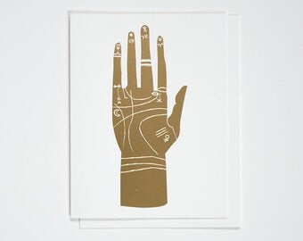 Palmistry Hand Gold - gold foil greeting card