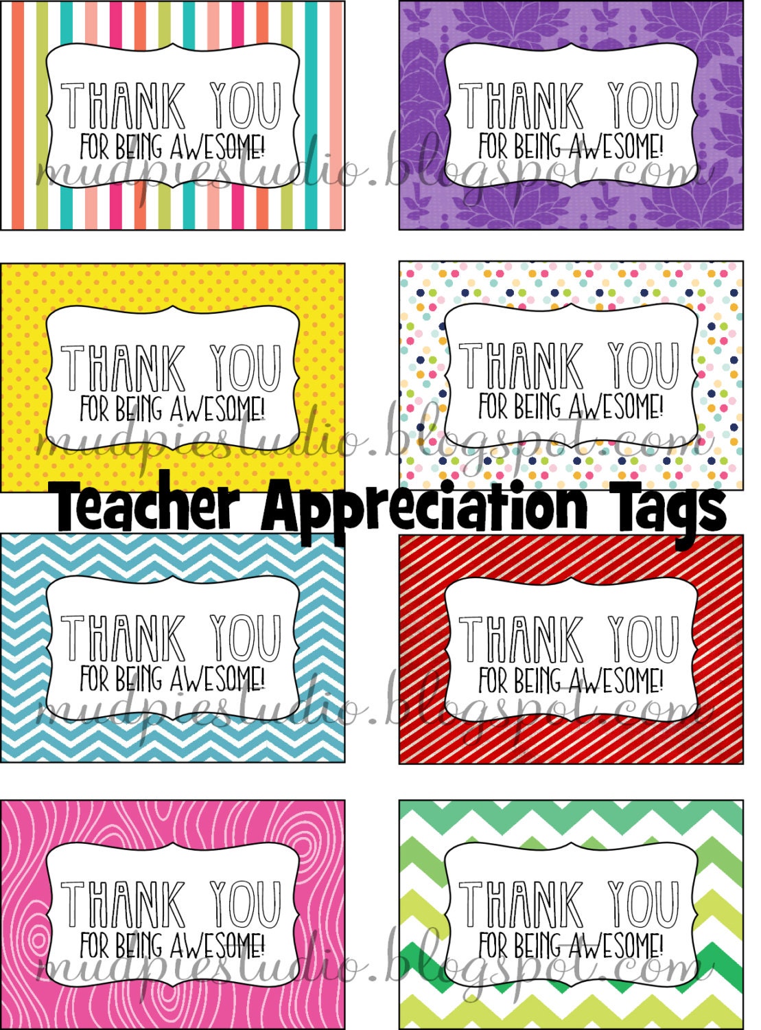 Thank You for Being Awesome Teacher by themudpiestudio on Etsy