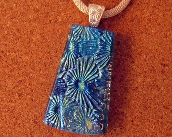 Dichroic Glass Pendant - Fused Glass Pendant - Blue Dichroic Pendant - Dichroic Jewelry - Dichroic Necklace - Fused Glass Jewelry