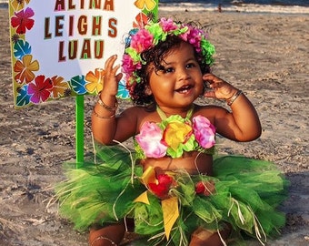 Baby Girl 1st Birthday Outfit for Luau - First Birthday Luau Outfit - Luau Tutu - Hawaiian Birthday - Luau Party - Cake Smash Outfit