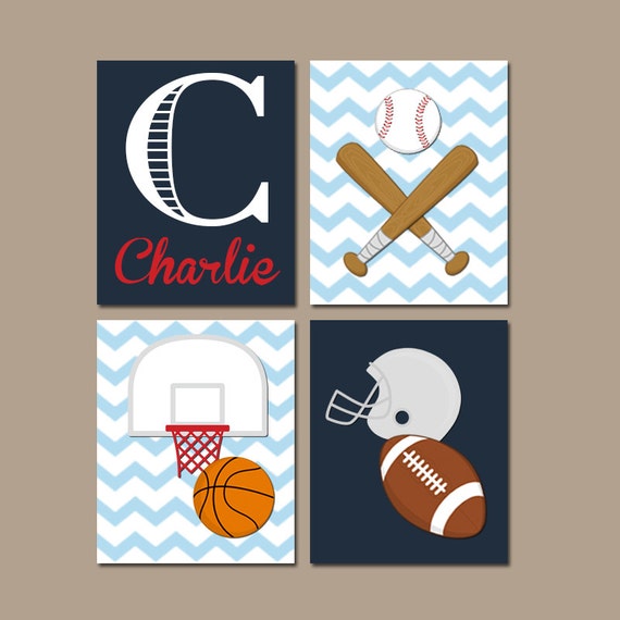 SPORTS Boy Wall Art CANVAS or Prints BOY Nursery Artwork