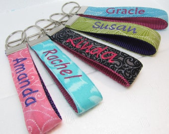 Personalized Wristlet Key Chain, Monogram Keychain, Teacher or Bridesmaid Personalized Gift , Keychain, Teacher Appreciation Gift,