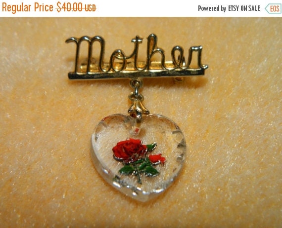 Vintage Mother Pin Mothers Day Brooch Glass By Theidconnection