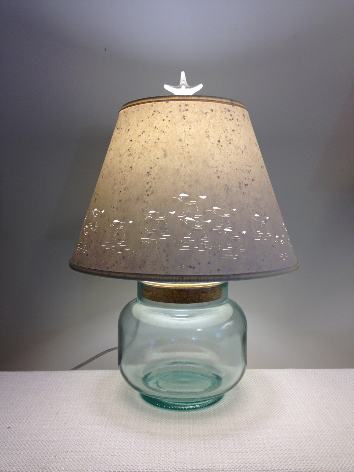 Fillable Recycled Glass Lamp Base with Shorebirds