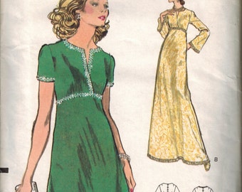 1970s Vogue 8679 Retro Mod Dress Sewing Pattern Vintage Size 12 Evening Gown UNCUT