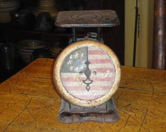 Vintage Kitchen Scale | Old Pelouze Manufacturing Co. Scale | Hand Painted Americana Scale