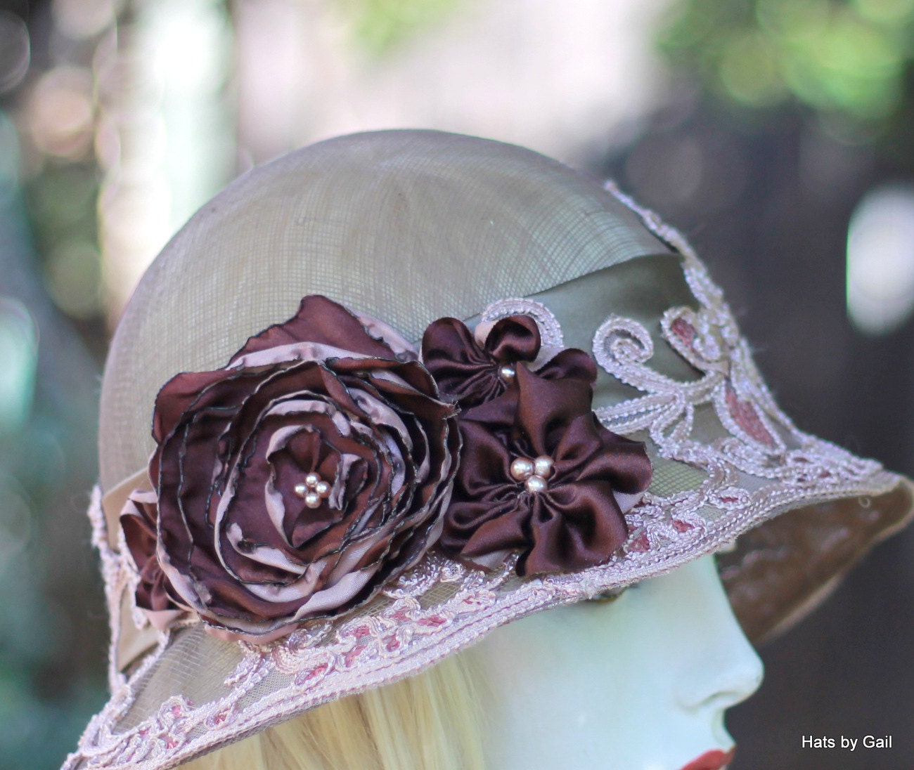 Summer Floral Cloche Hat for Wedding Special Occasion by GailsHats