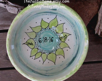 Choose your colors Custom wedding bowl xlarge serving bowl mixing bowl family bowl gift personalized bowl with names 9th anniversary pottery