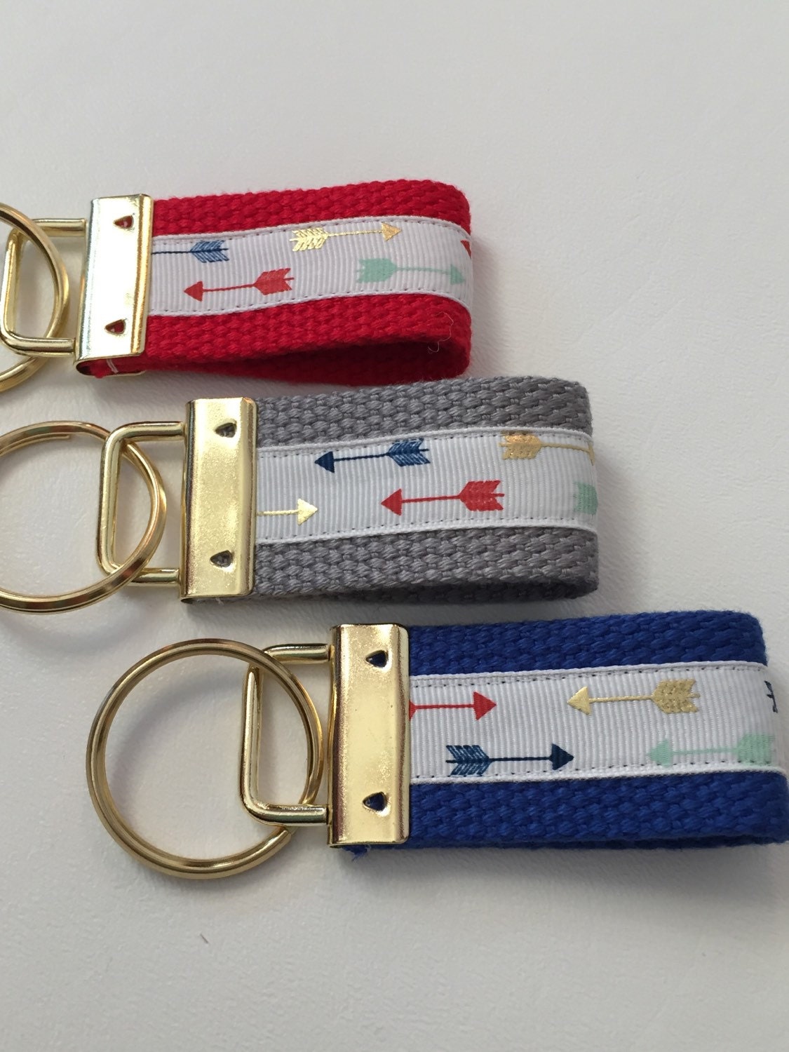 Gold Foil Arrows Key FOB Mint Arrows Key holder Navy Arrows