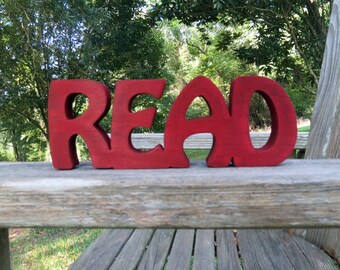 wooden read sign shelf sitter or wall hanging home decor wall decor