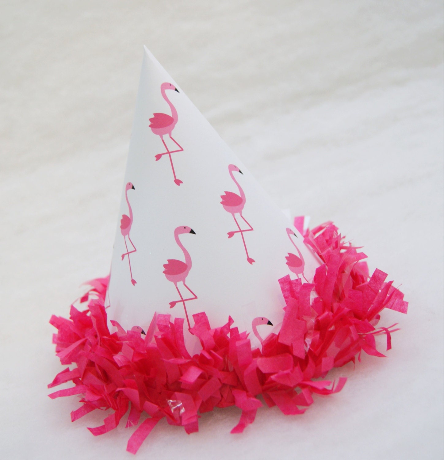 NEW Pink Flamingo Party Hat hot pink tissue fringe by shoplissy