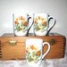 Vintage Birds and Flowers Retro Coffee Cups / Made in Japan / Set of 3 Mugs