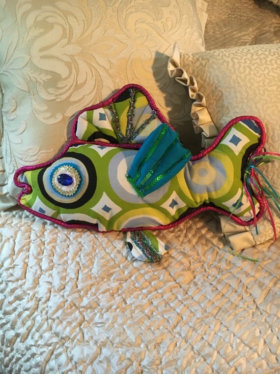 Items similar to Large Tropical Fish Pillow, Hand Sewn, Hand Crafted