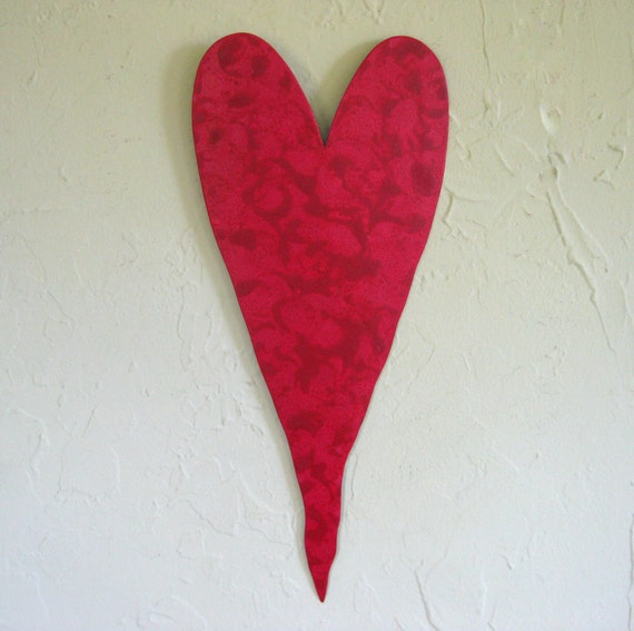 Metal wall art decor Valentine Heart bright red upcycled metal