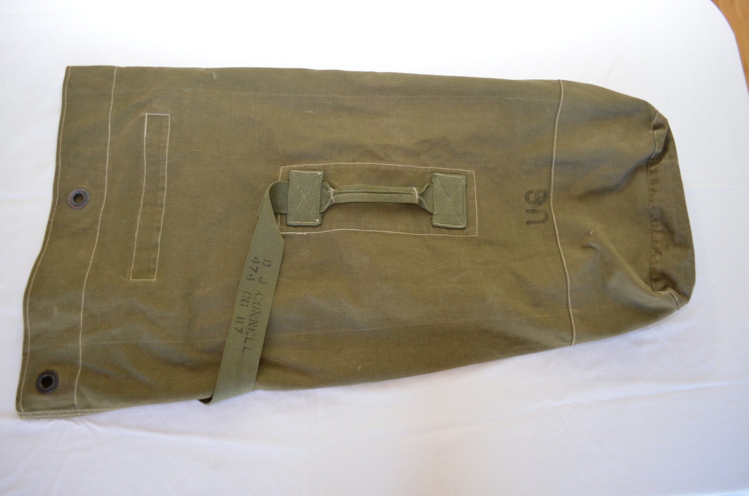sale Vintage U.S. ARMY duffel bag Korean War Era SOLDIER