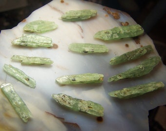 Green Kyanite crystal - 1 3/4 1.5 inch rough raw natural light green matchstick or blade - Tanzania Africa wire wrap stone small large