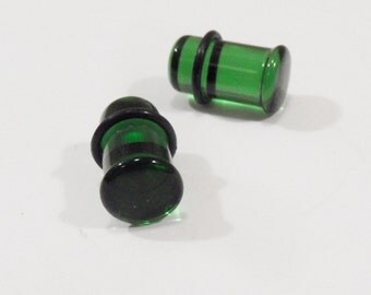 Glass plugs 0g gauges 0g green glass plug