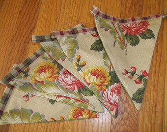 Pennant Flags Banner Garland Shabby Chic Barkcloth