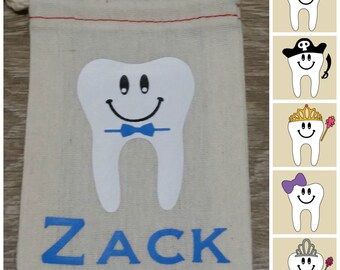 Tooth Fairy Bag - Personalized Tooth Fairy Pouch - Tooth Holder - Coin Purse - Money Holder - Keepsake Baby Tooth - 3"x 4" Drawstring Bag -