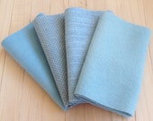Hand Dyed Wool Felt, SKY BLUE, Four 6.5" x 16" pieces in Soft Pastel Blue, Perfect for Rug Hooking, Applique' and Crafting