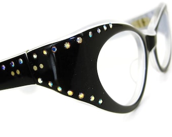 Vintage Rhinestone Cat eye Glasses Eyeglasses or Sunglasses Frame Bling NOS