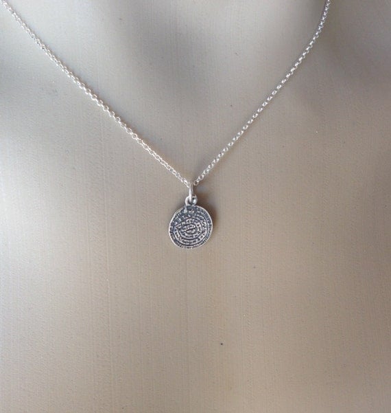 Sterling silver Minoan phaistos Disc necklace Greek jewelry