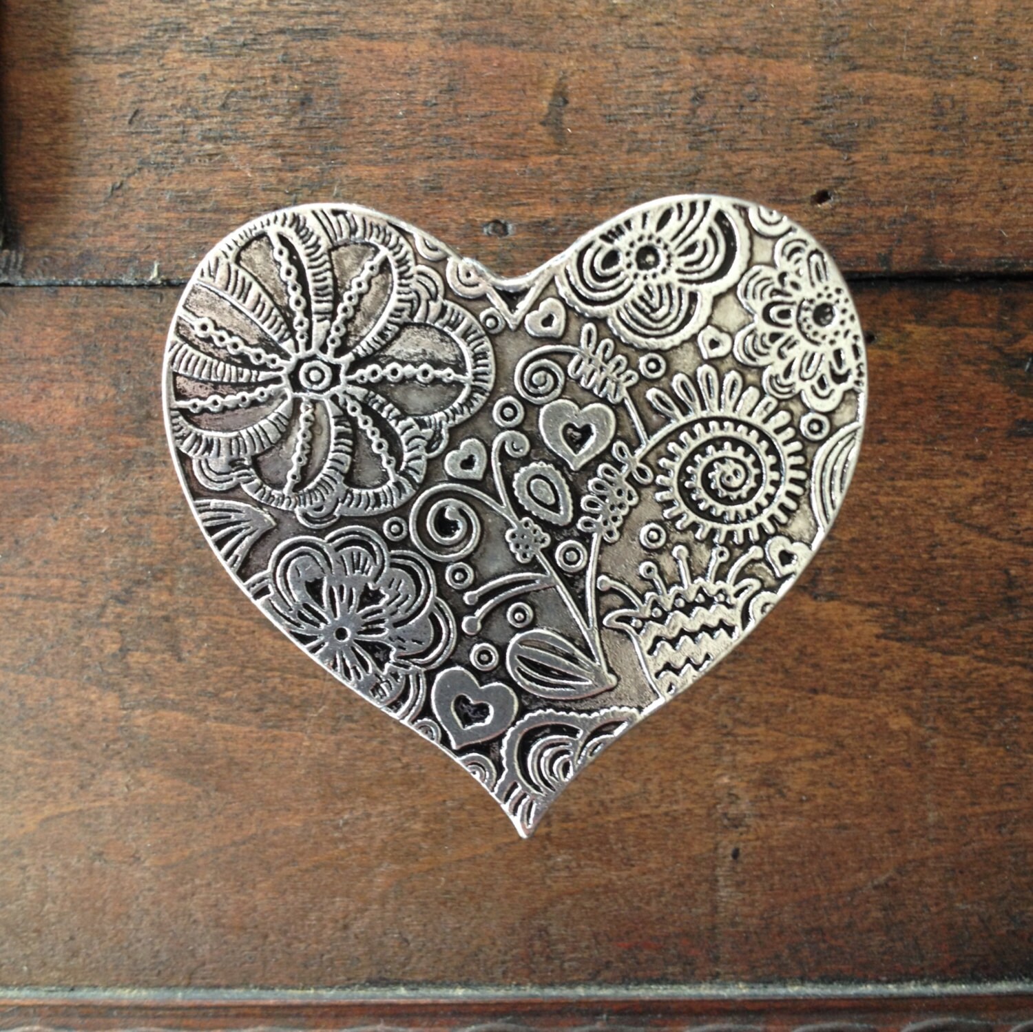 Large Heart Drawer Knobs Knobs with embossed Floral