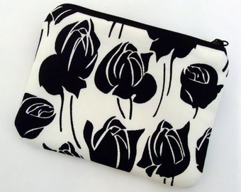 Black roses - Zipper pouch / coin purse (padded) (ZS-18)