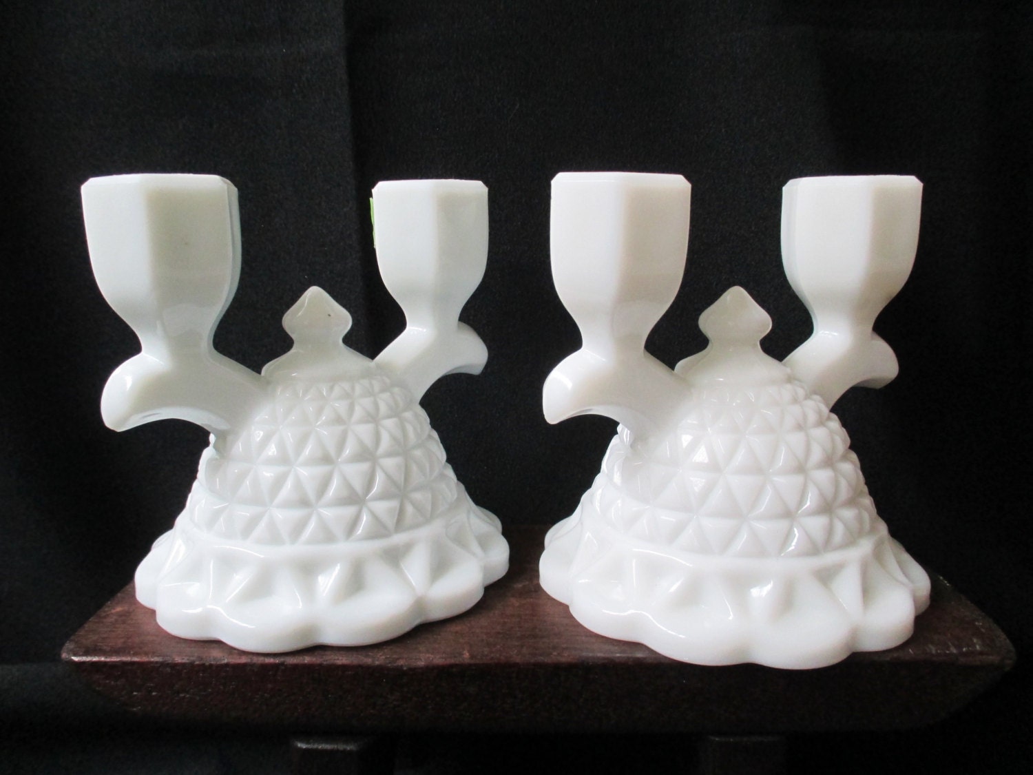 Milk Glass Candle Stick Holders Pair Vintage Candle Holders